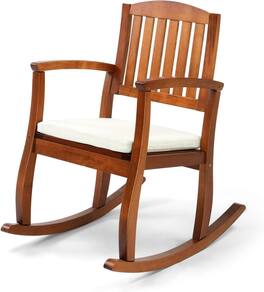 Winado - Wooden Rocking Chair with Cushion, Comfortable Backrest Rocker Supports Up to 450LBS for Outdoor Indoor Porch Balcony - Natural