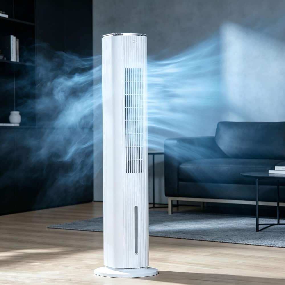 Loheer - 42 Inch 3-in-1 Evaporative Air Cooler with Humidifier Top Fill Ice Cooling Fan Remote Control and 12H Timer White