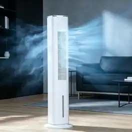 Loheer - 42 Inch 3-in-1 Evaporative Air Cooler with Humidifier Top Fill Ice Cooling Fan Remote Control and 12H Timer White