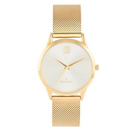 Peugeot - Men's 40mm Wafer Slim Champagne Dial Plated Case Watch with Mesh Band - Gold