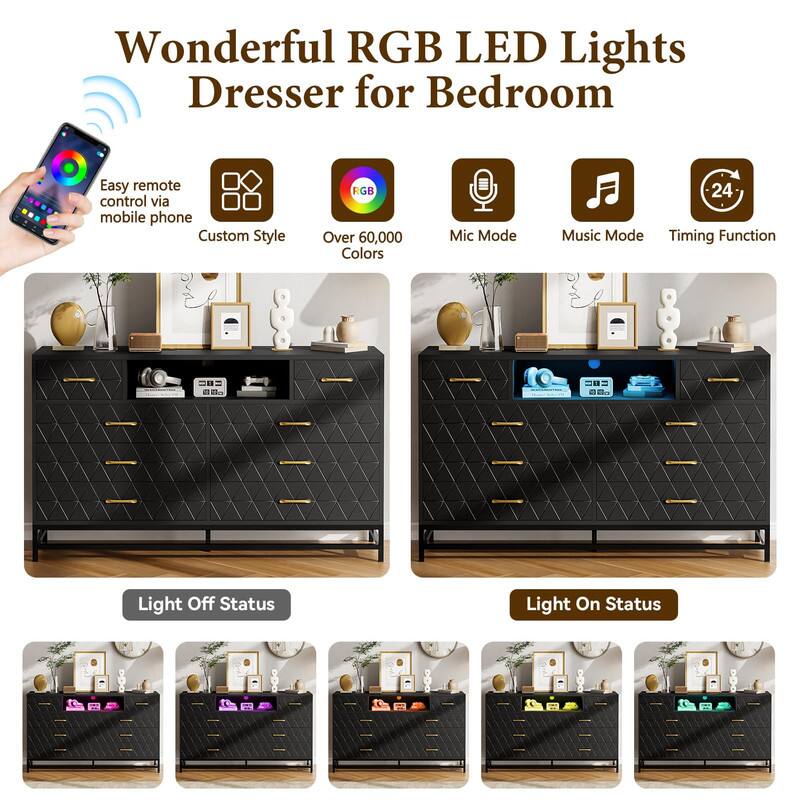 Wonderful RGB LED Lights Dresser for Bedroom

- Easy remote control via mobile phone
- Custom Style
- Over 60,000 Colors
- Mic Mode
- Music Mode
- 24 Timing Function

Light Off Status

Light On Status