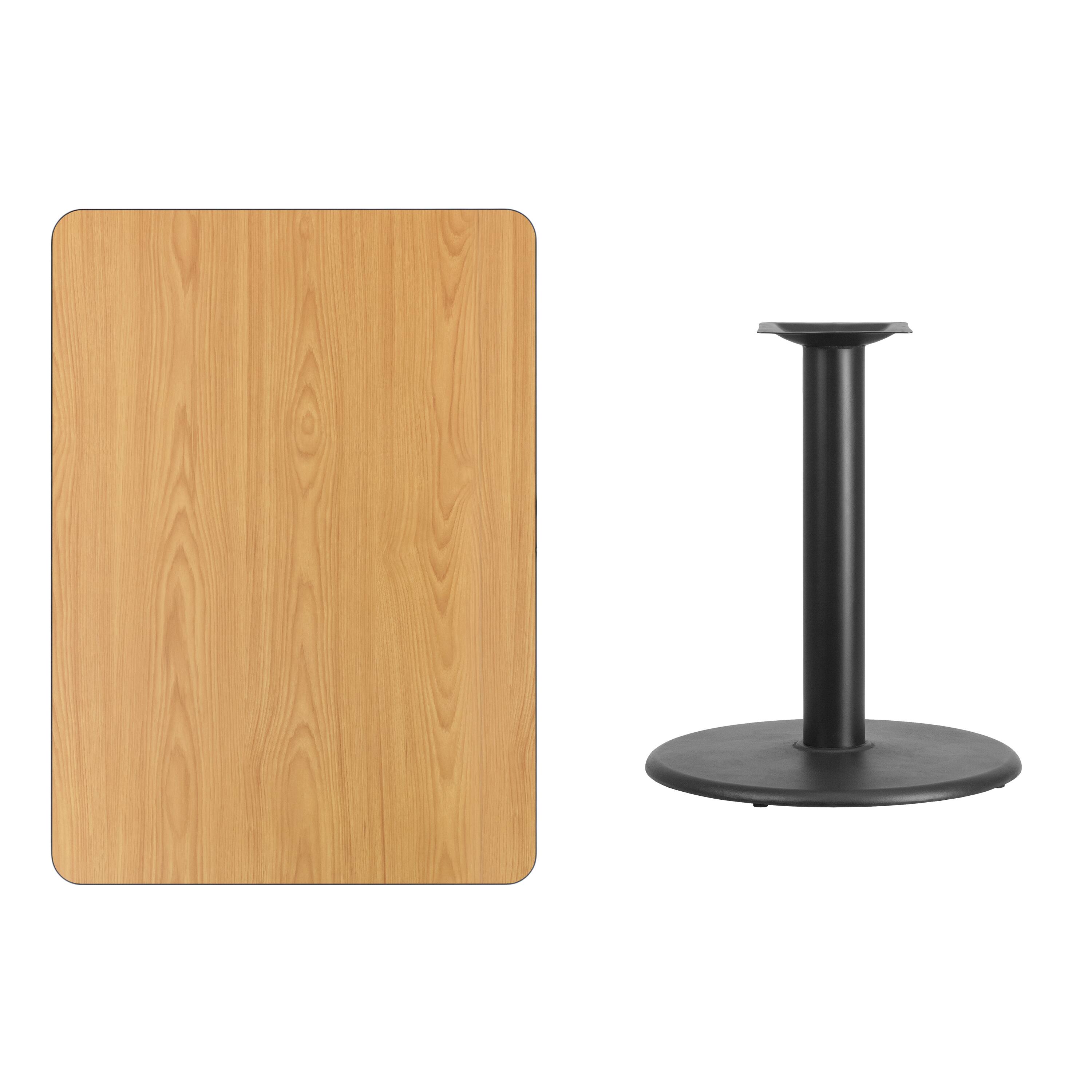 Alt View 2. Emma + Oliver - 30"x42" Rectangular Laminate Table with 24" Round Table Base - Natural.