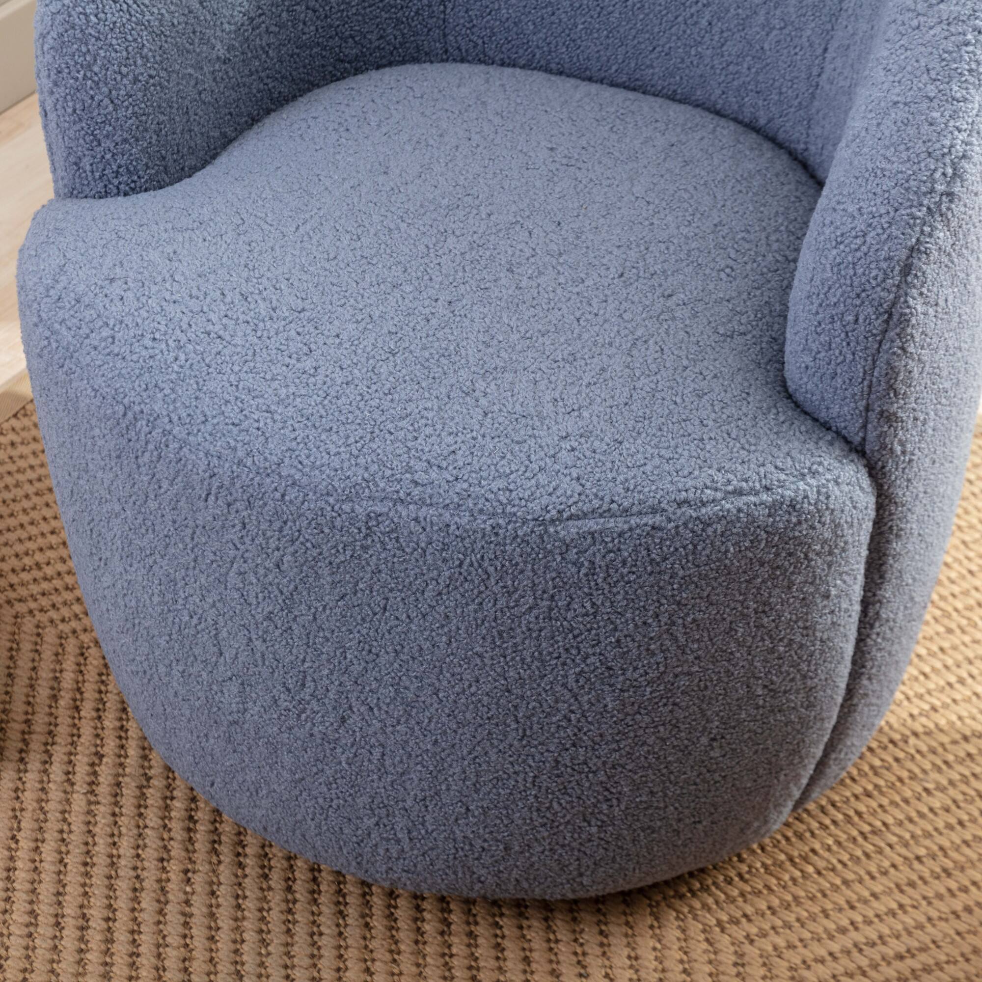 Alt View 1. GOODSILO - Plush Swivel Accent Armchair with Ergonomic Design and 360-Degree Rotation for Modern Interiors - Light Blue.