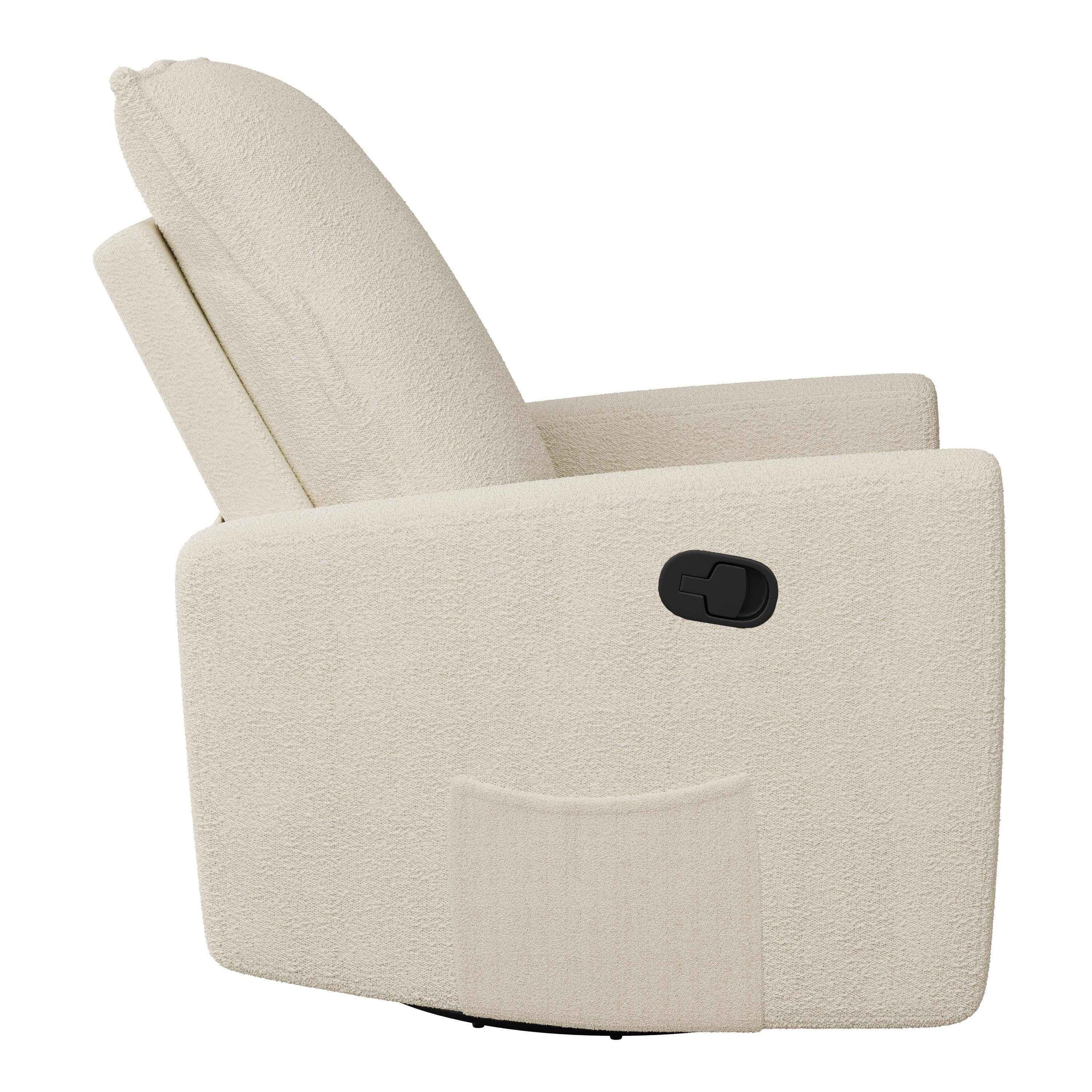 Left. CorLiving - Caillie Ultimate Comfort Boucle Upholstered Swivel Recliner Glider Chair - Cream.