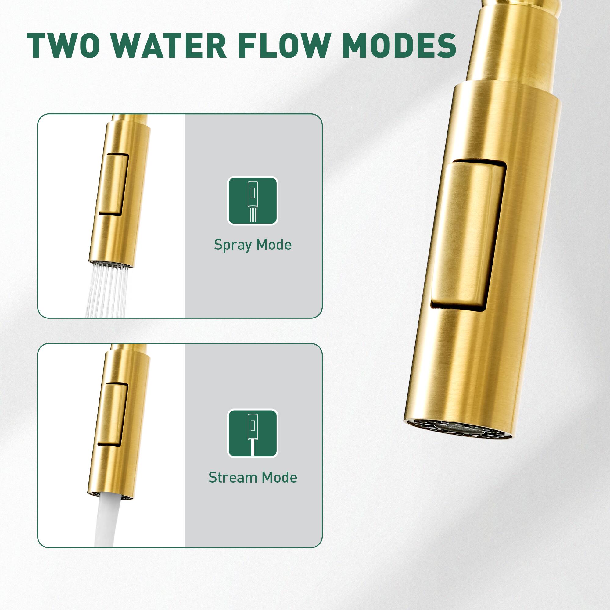 TWO WATER FLOW MODES

- Spray Mode
- Stream Mode