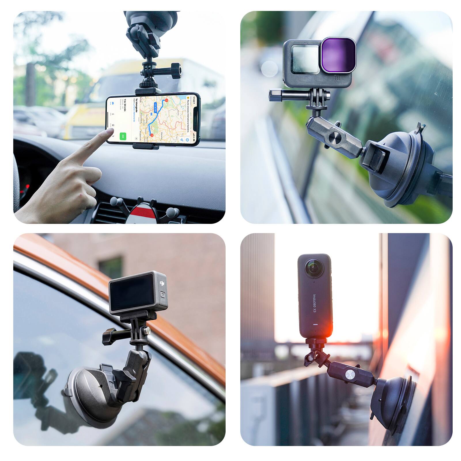 Alt View 10. Topteng - Universal Suction Cup Mount with Double Ball Head - 10KG Strong Hold, 360° Adjustable for DJI/GoPro/Insta 360/Cell Phone - Black.