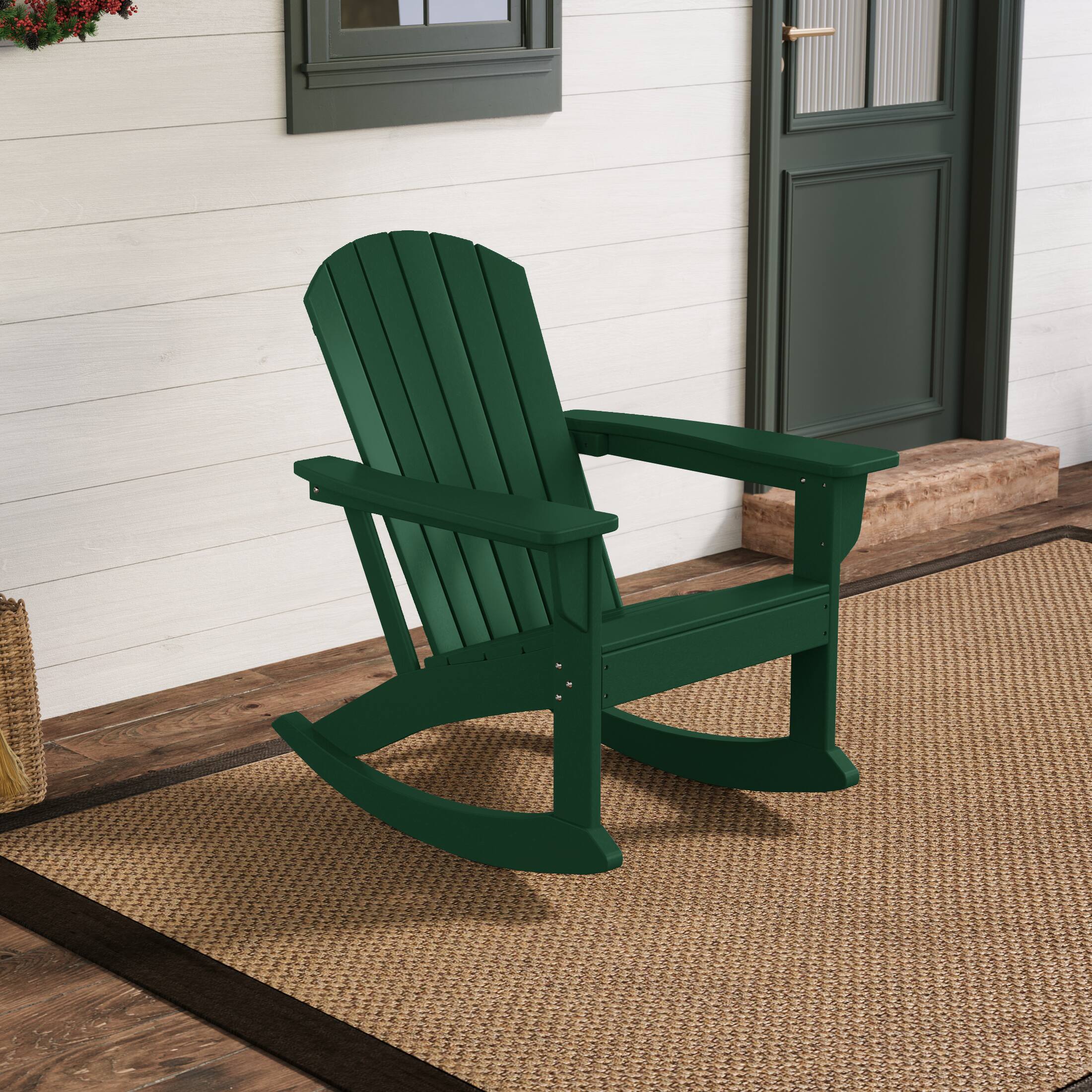 Angle. WestinTrends - WestinTrends Dylan Outdoor Patio Poly Plastic Adirondack Rocking Chair - Dark Green.