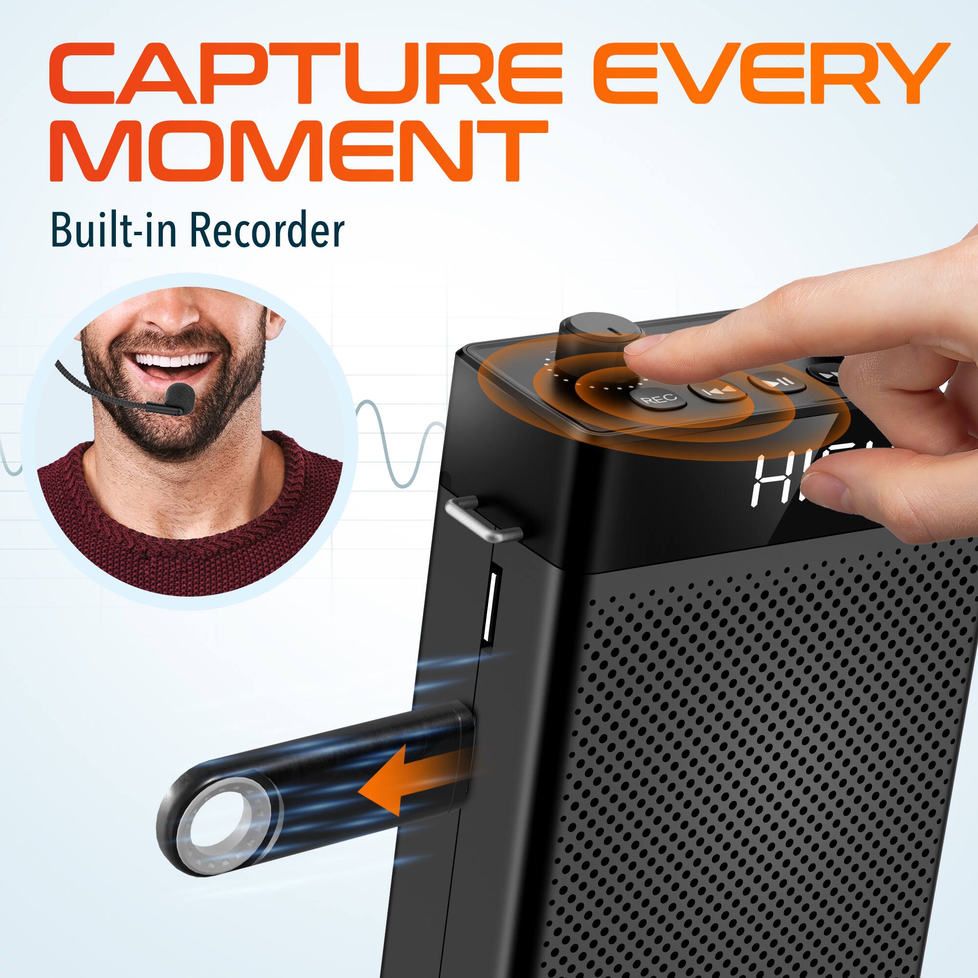 CAPTURE EVERY MOMENT, Built-in Recorder, REC, HK, H