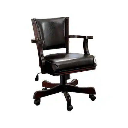 Front. Manhattan Lane - Leatherette Arm Chair with Swivel and Adjustable Height Mechanism - Brown.