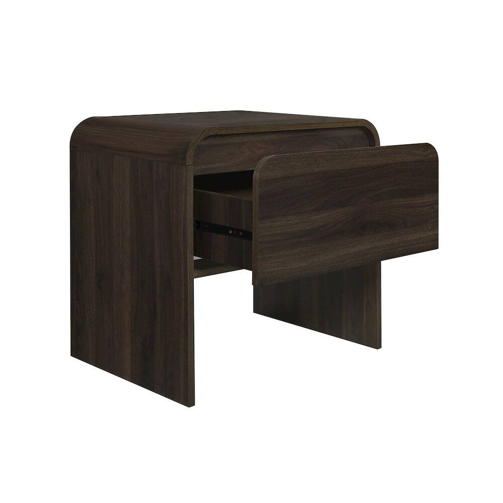 Angle. New Classic Furniture - Mara 2-Piece Wood End Table/Bedside Table in Walnut - Brown.