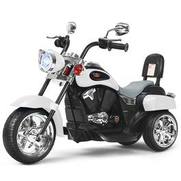 Gymax - 6V Kids Ride On Chopper Motorcycle 3 Wheel Trike with Headlight - White
