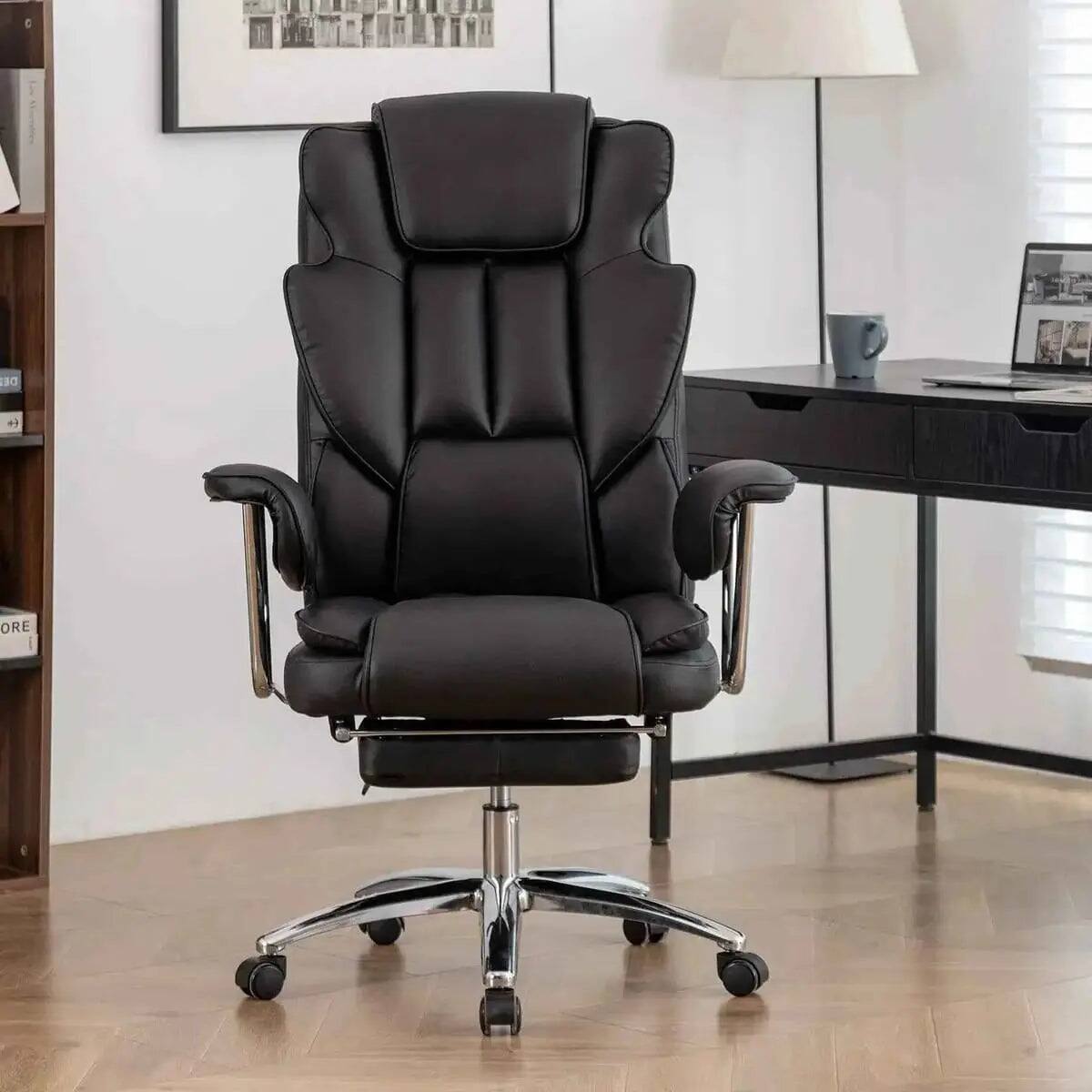 Back. Platinum-Level - Big and Tall Ergonomic Executive Office Chair with Footrest - Black.