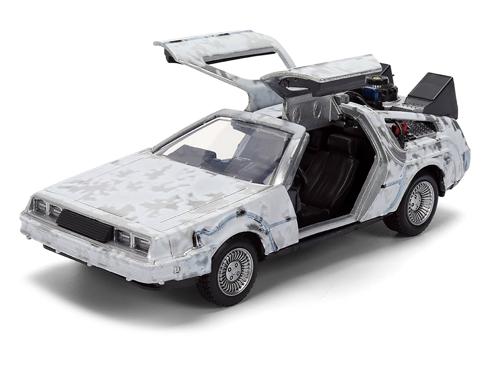 Angle. Jada - DMC DeLorean Time Machine Frost Version 1/32 "Back to the Future" 1985 40th Anniversary Hollywood Rides - Grey.
