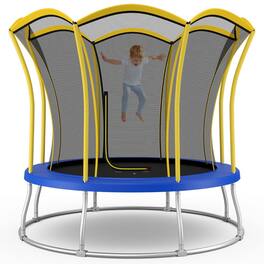 Kadyn - Kids Trampoline, Outdoor Jumper,10 Feet Unique Flower Shape Trampoline with Galvanized Steel Frame-Yellow