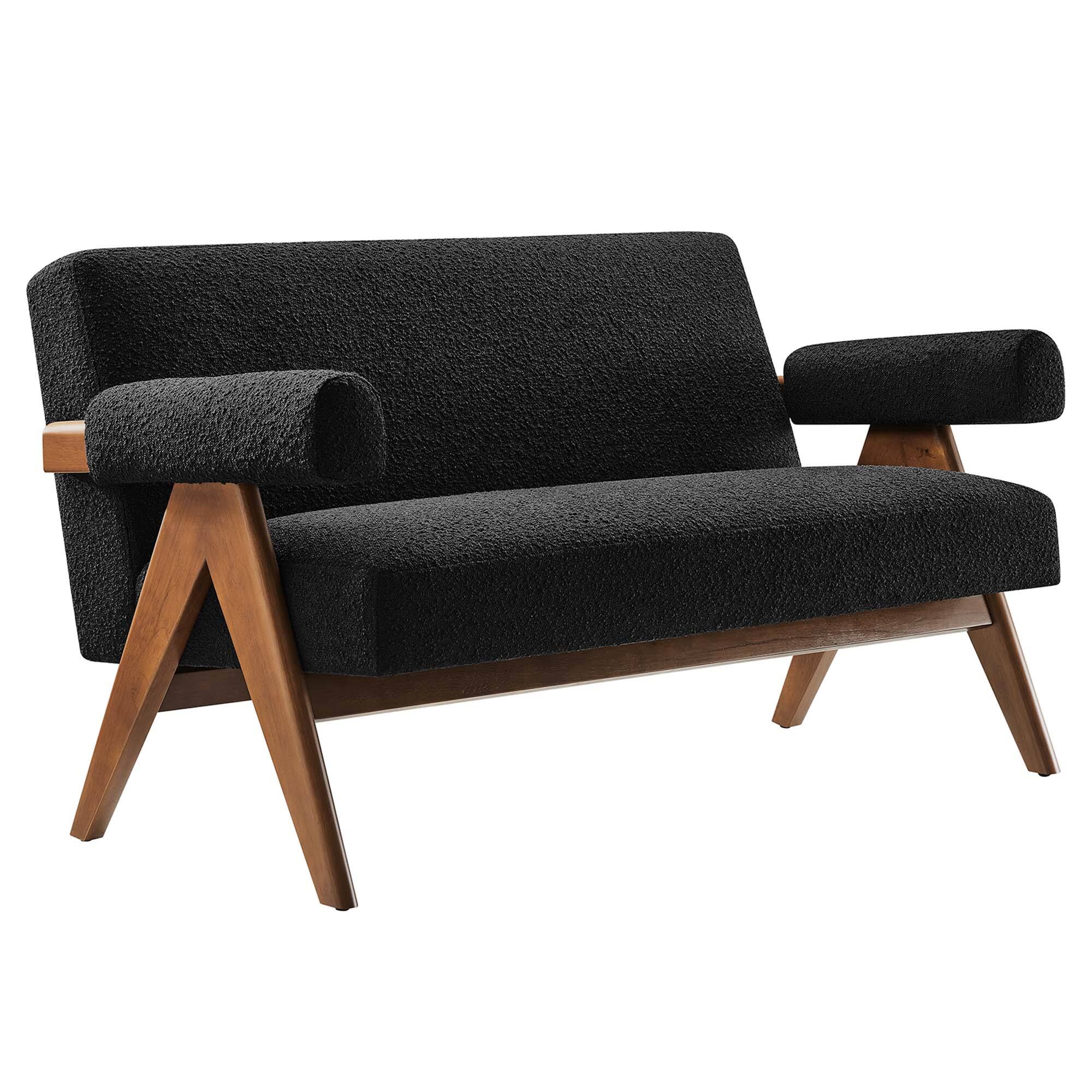 Angle. Modway - Lyra Boucle Fabric Loveseat by Modway - Black.