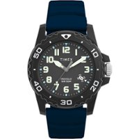Timex - Men's Main Street 42mm Watch - Blue Strap Black Dial Black Case - Blue - Front_Zoom