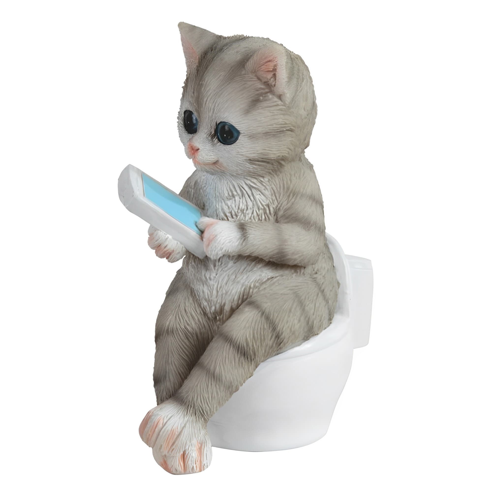FC Design - 4.25"H Tabby Sitting on Toilet Figurine Statue Desk Tabletop Home Decor Gift - Multi-Color