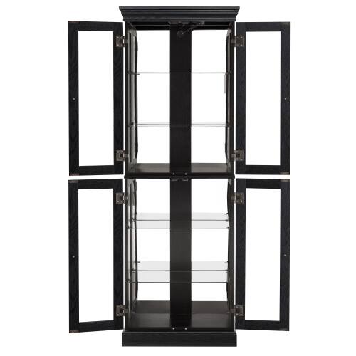 Alt View 6. LUCKY ONE - Freestanding Lighted Glass Curio Display Cabinet with Adjustable Shelves for Wine Toys Collectibles - Black.