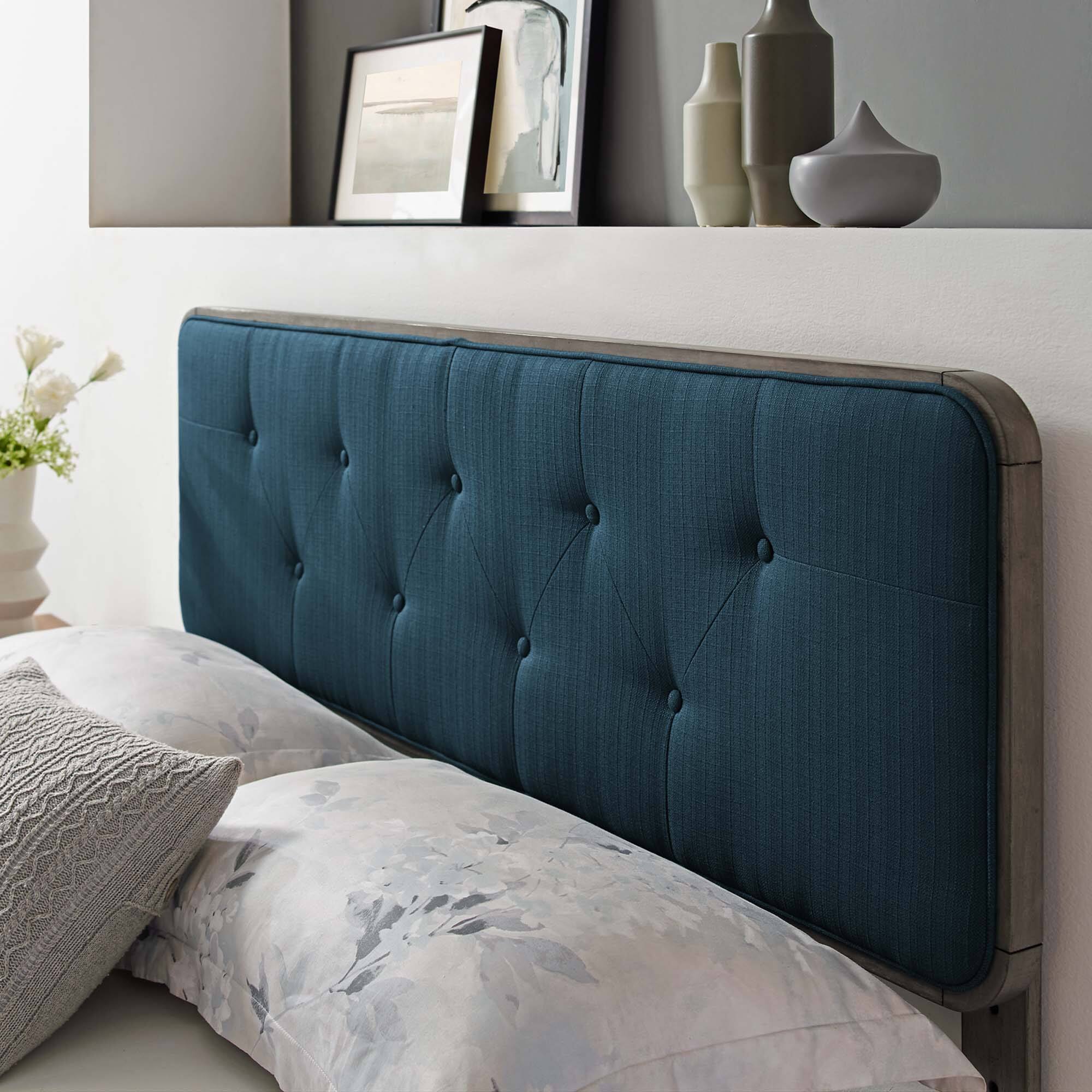 Alt View 4. Modway - Collins Tufted Fabric and Wood Twin Headboard by Modway - Gray Azure.