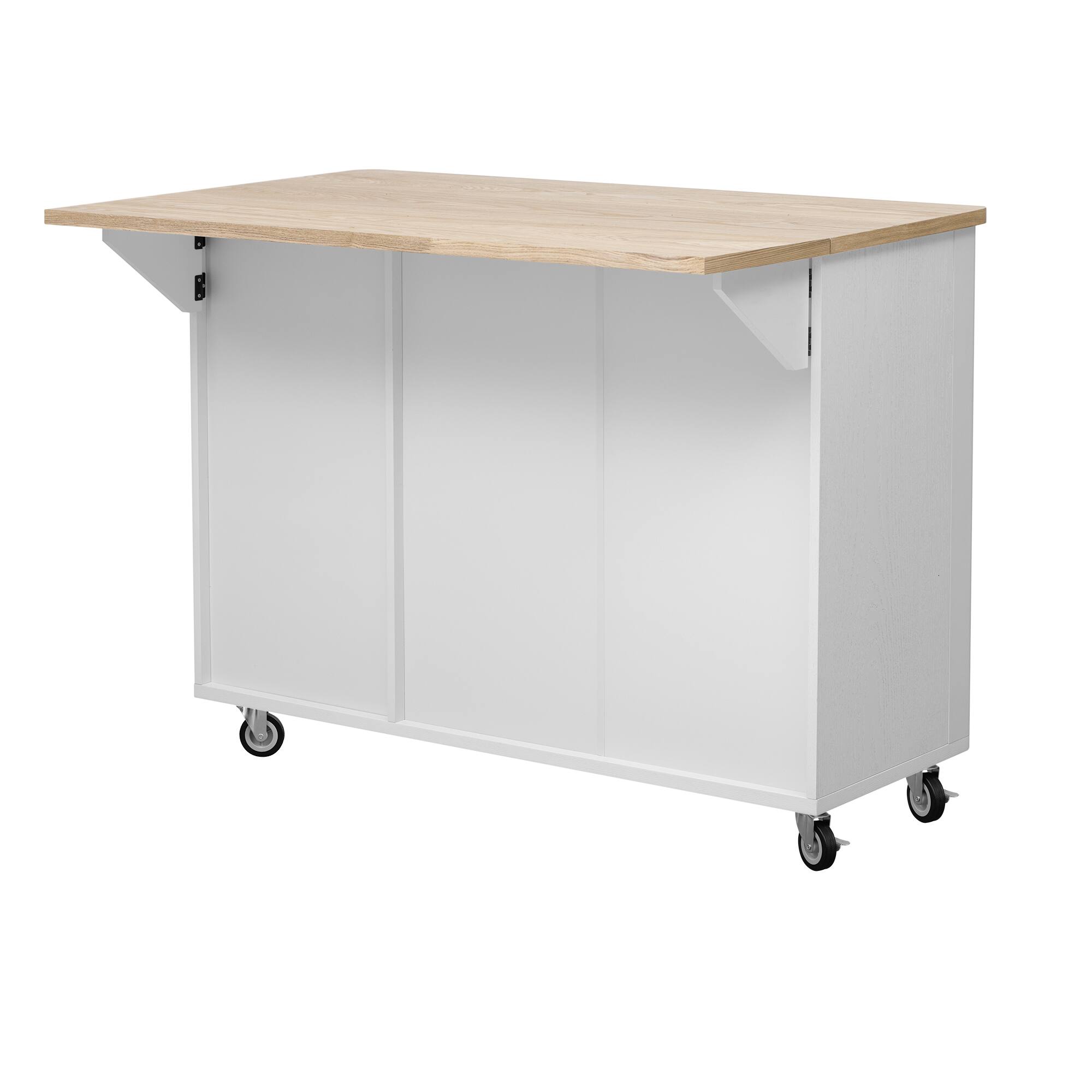 Alt View 3. Loheer - Loheer 51" Farmhouse Kitchen Island with Drop Leaf, White Ash - White.