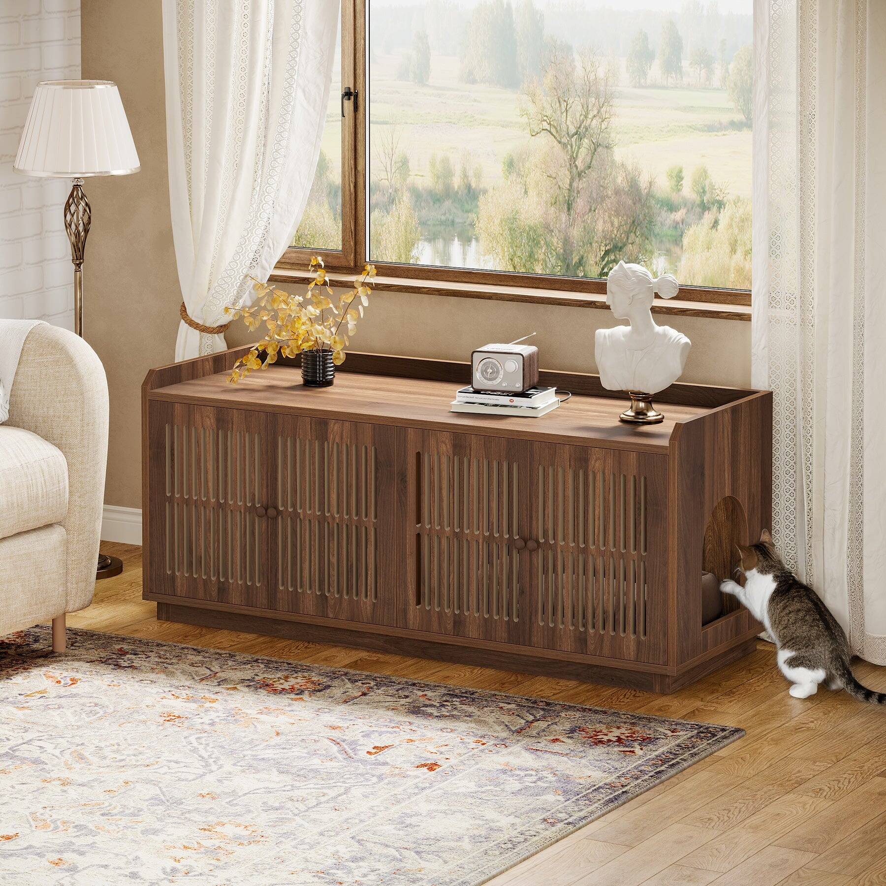 Alt View 1. Tribesigns - Office Storage Cabinet, For Everyday Organization in Workspaces and Office Reception Areas - Brown.