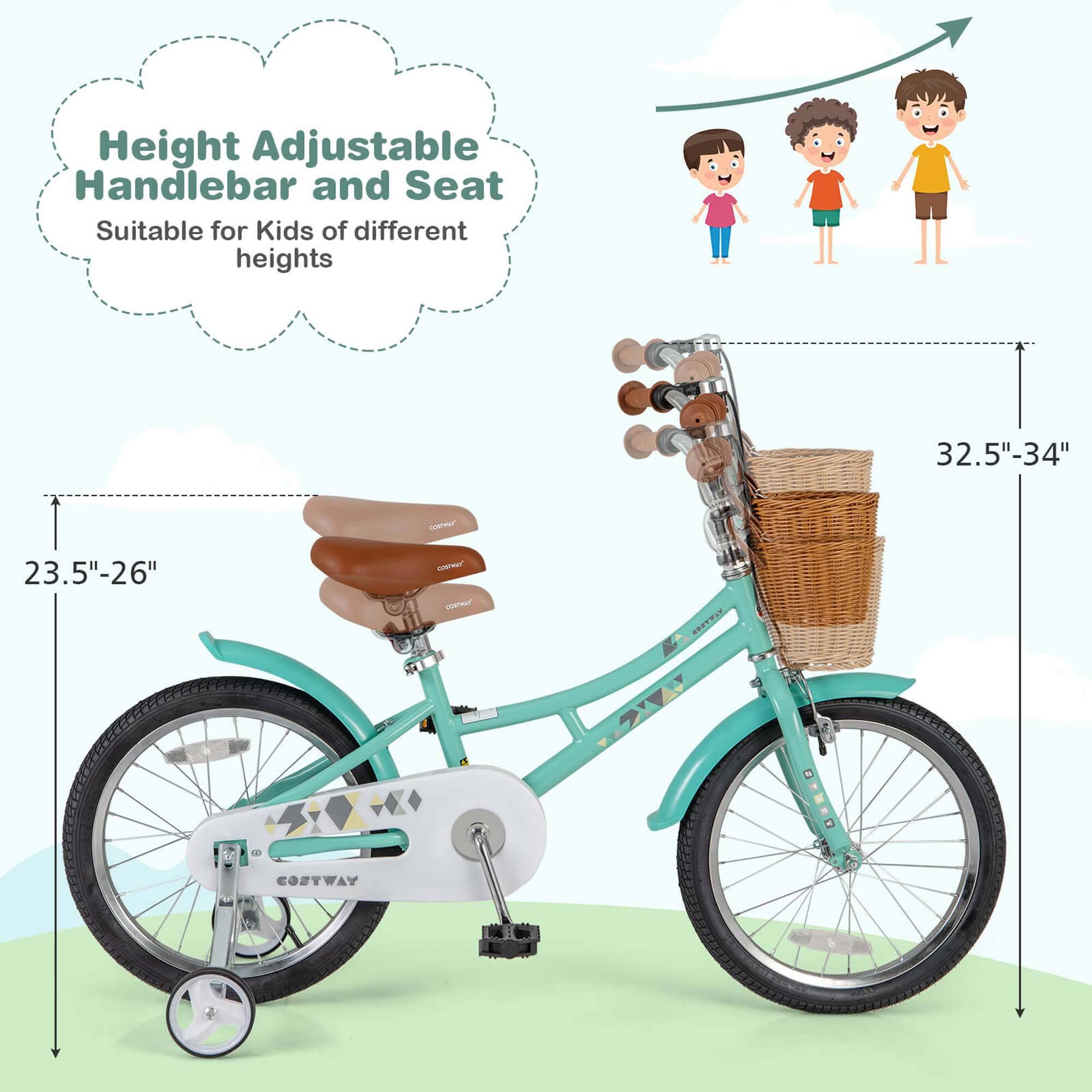 Height Adjustable Handlebar and Seat  
Suitable for Kids of different heights  

23.5"-26"  
32.5"-34"  

COSTWAY