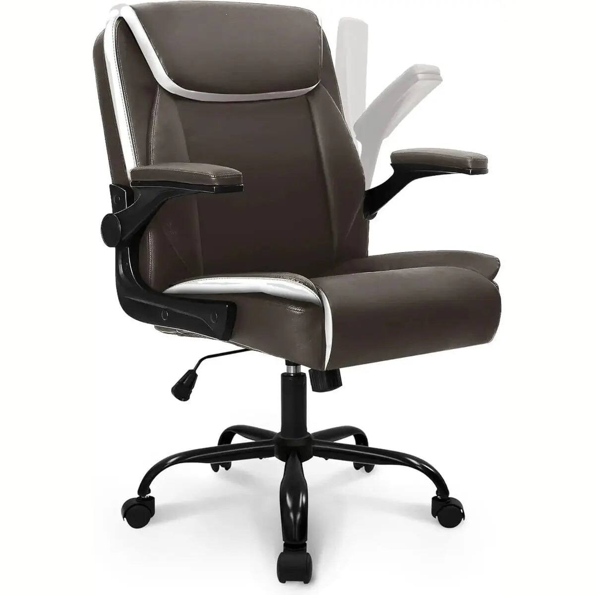 Alt View 7. Neo Chair - Big and Tall Leather Ergonomic Office Chair with Flip-Up Arms - Black.