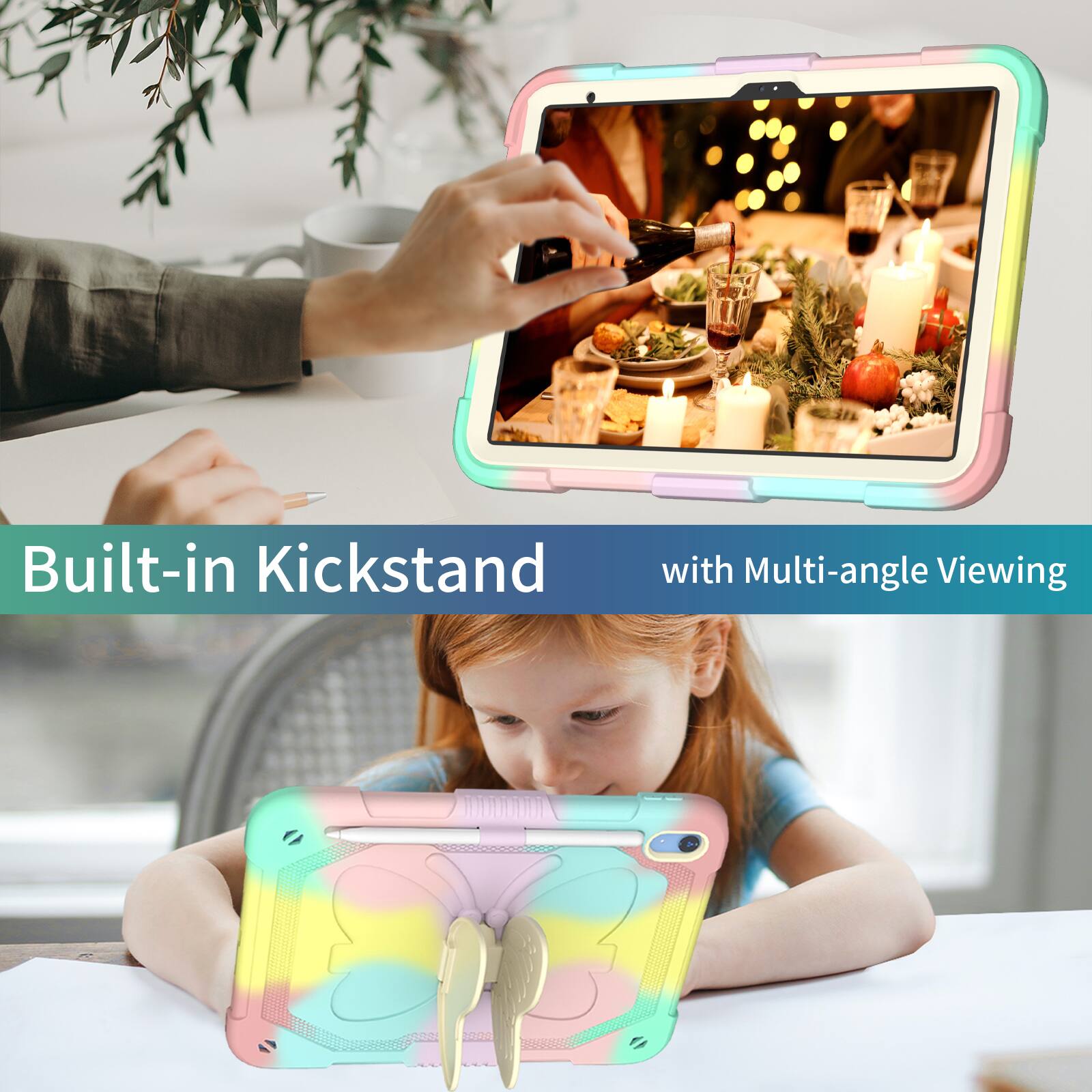 Built-in Kickstand with Multi-angle Viewing