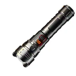 Cluzine - Rechargeable LED Flashlight with Digital Display, Zoomable, Type-C