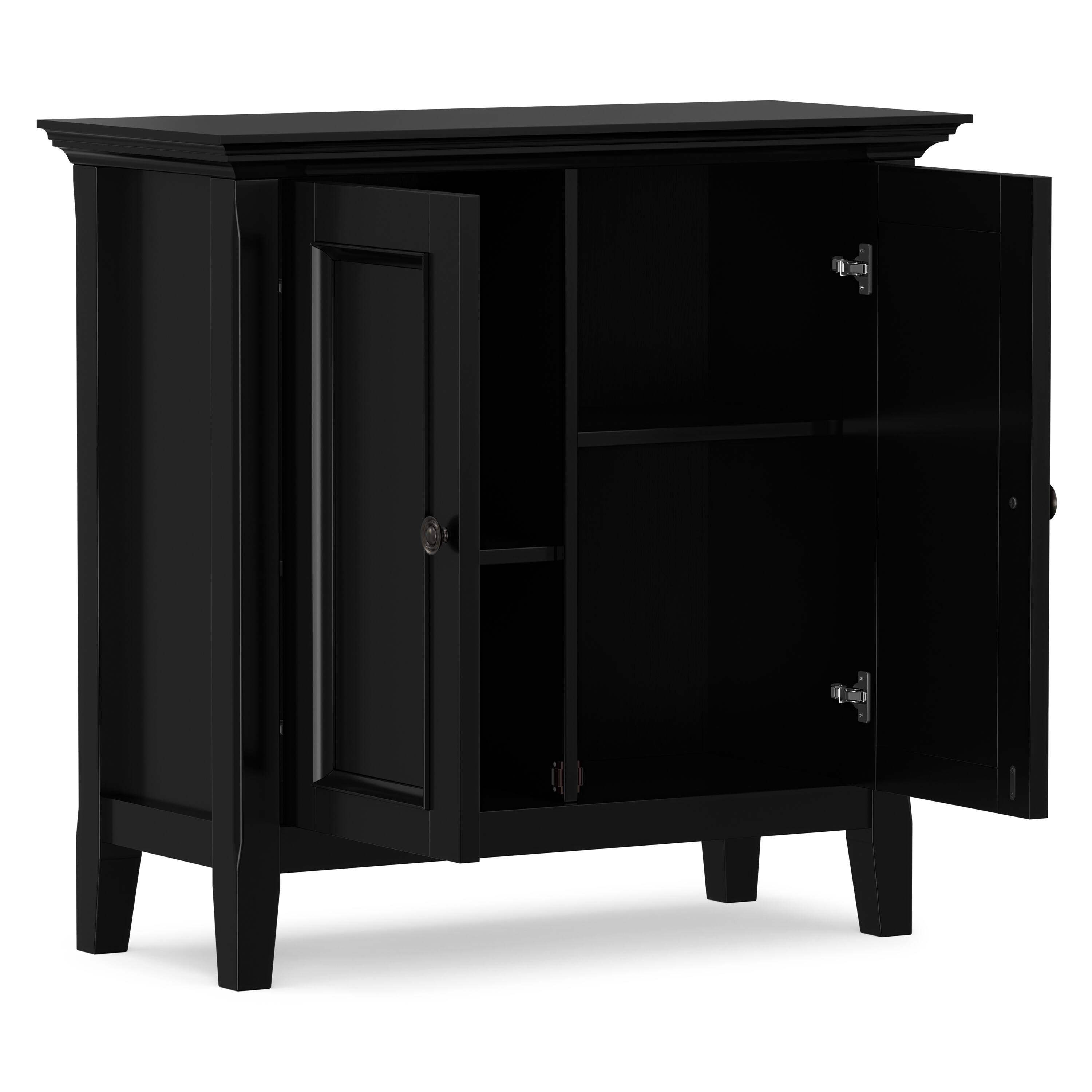 Alt View 1. Simpli Home - Simpli Home Amherst 32 inch Wide Solid Wood Transitional Low Storage Cabinet - Black.