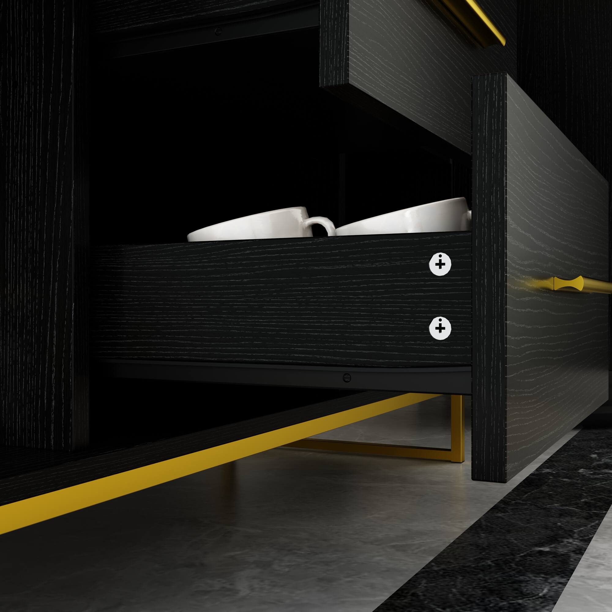 Alt View 7. FUFU & GAGA - FUFU&GAGA Modern Sideboard: Multi - Storage Dining Cabinet with Stylish Accents - Black.