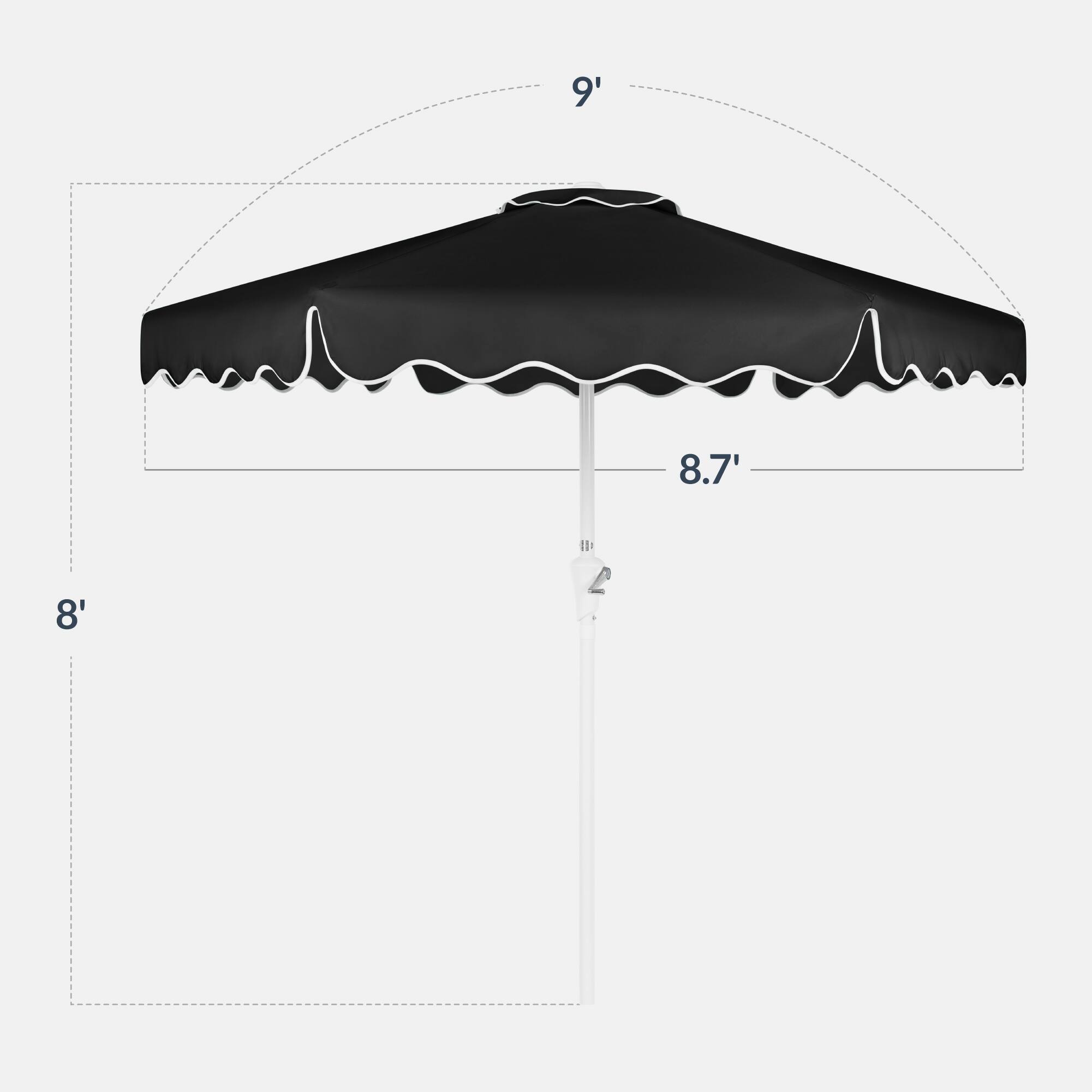 Alt View 1. Best Choice Products - Best Choice Products 9ft Patio Market Umbrella with Wavy Trim, Fade Resistant, Crank & Tilt, Wind Vent - Black - Black.