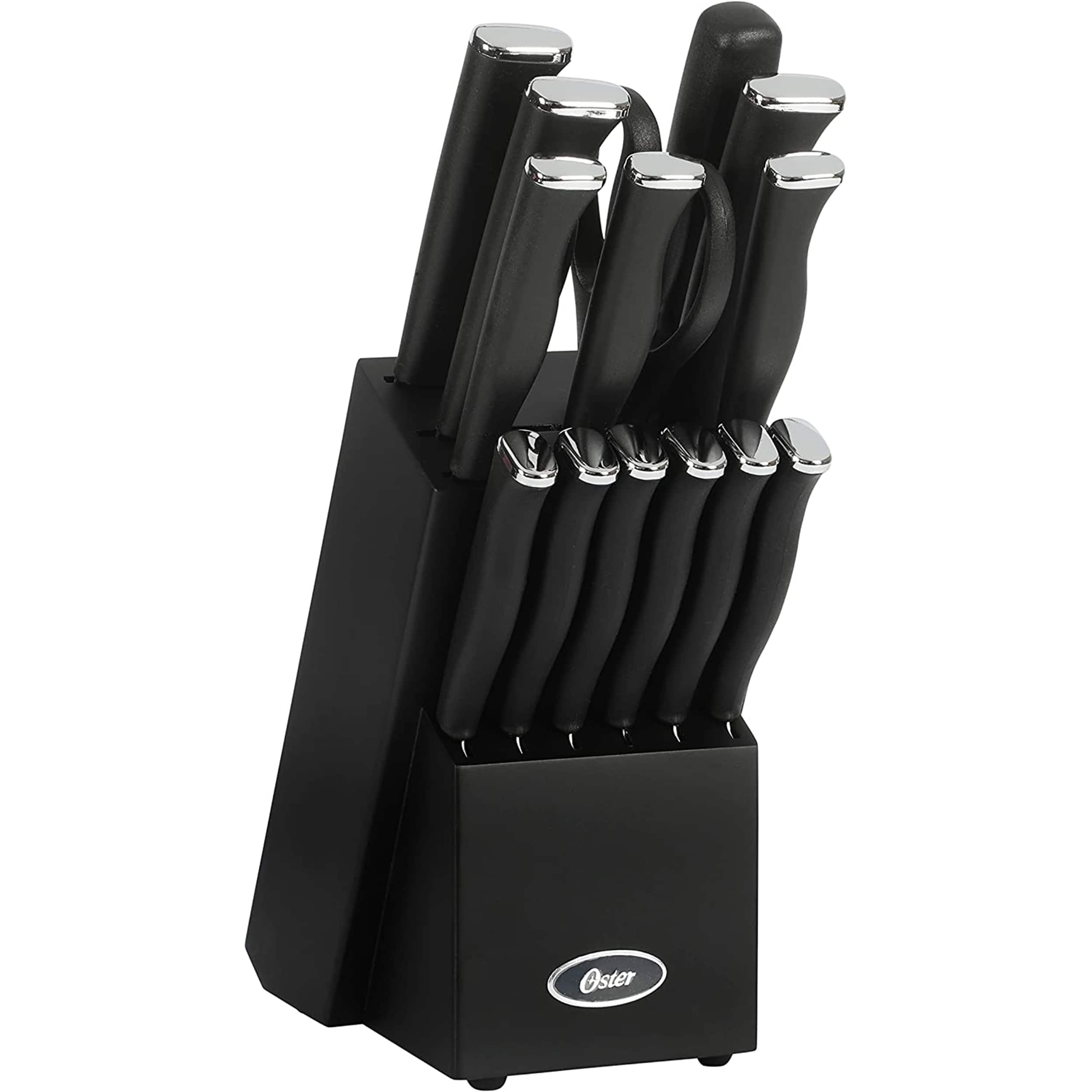 Front. Oster - Oster Langmore 15 Piece Stainless Steel Blade Cutlery Set in Black.
