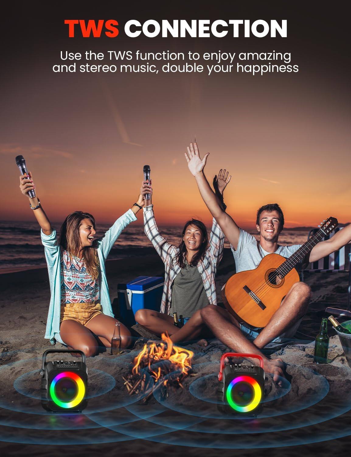 TWS CONNECTION  
Use the TWS function to enjoy amazing and stereo music, double your happiness