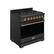 Left. Thor Kitchen - Gordon Ramsay Series by Thor Kitchen 6.0 Cu. Ft Freestanding Gas Range with Bronze Hardware - Black.
