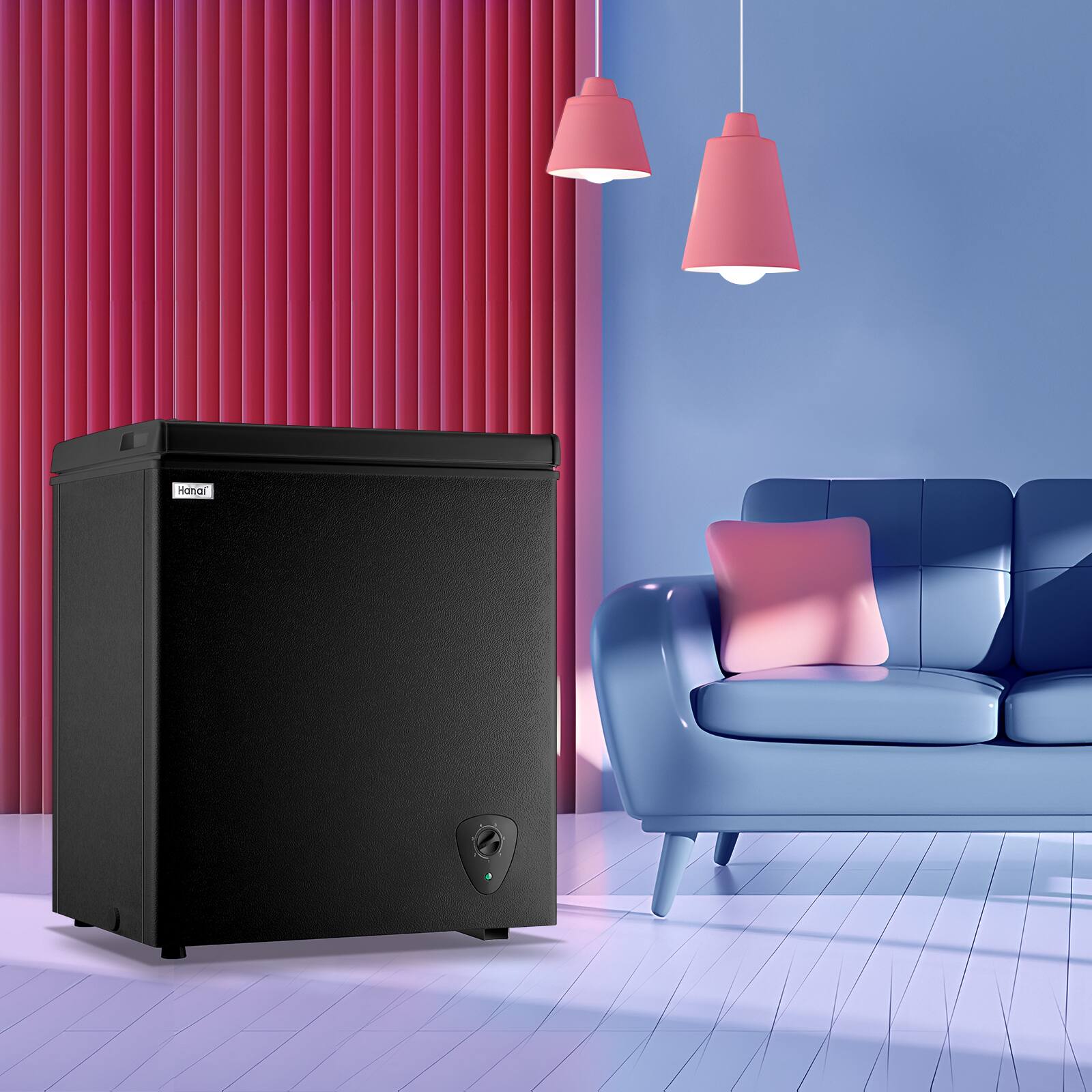 Alt View 9. WANAI - Mini Compact Chest Freezer 4.0 Cu.Ft for Dorm Home, Free-Standing Top Door Freezer with Removable Storage Basket - BLACK.