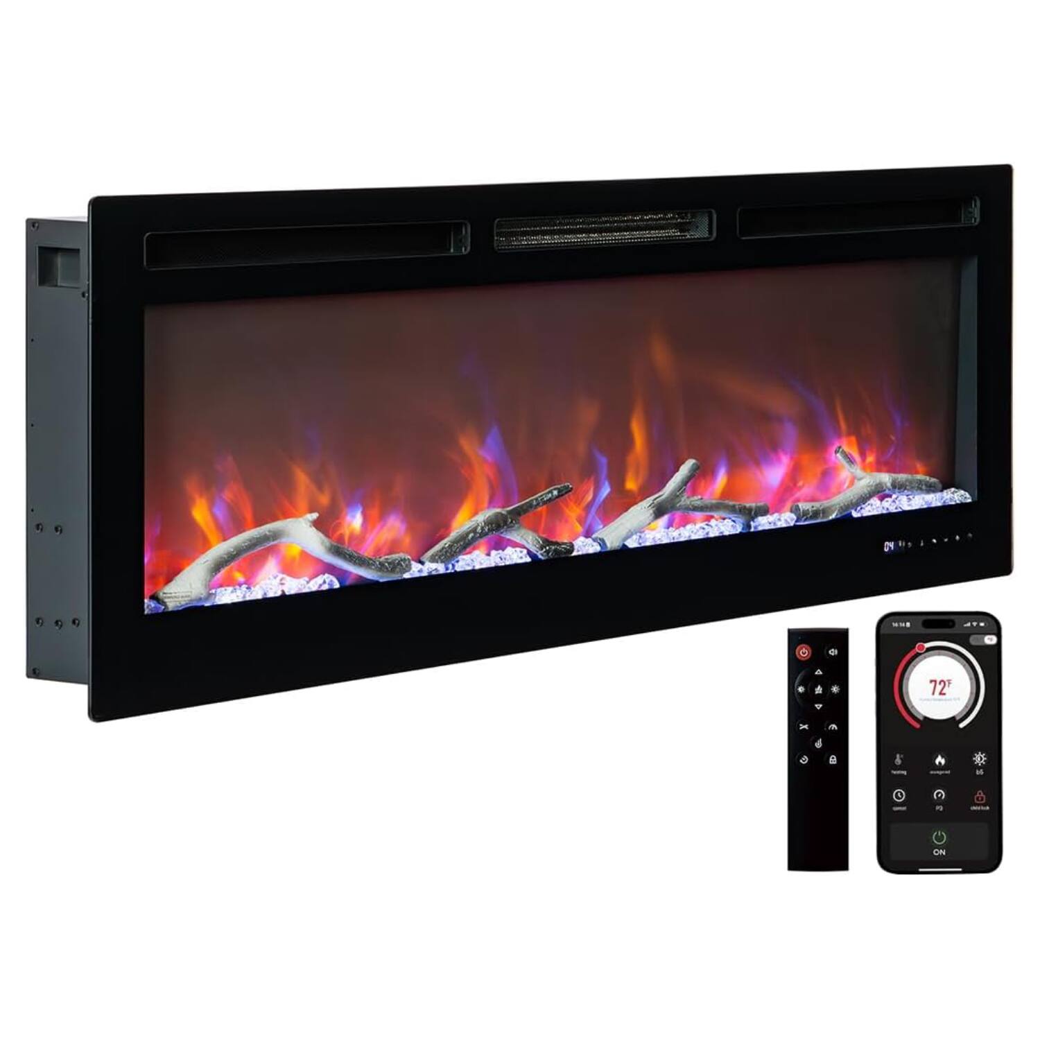 GARVEE 80inch Built in Electric Fireplace WIFI Alexa Wall Mounted ...