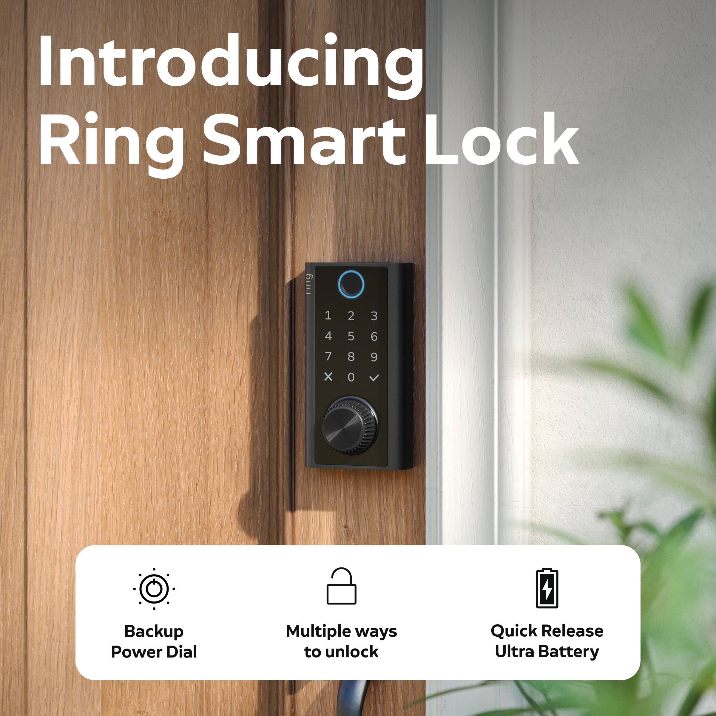 Ring Smart Lock, Backup Power Dial if battery dies, multiple ways to ...