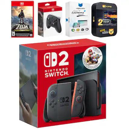 - **Nintendo Switch OLED Model**
- Includes:
- Mario Kart 8 Deluxe Game
- 2 Year Extended Warranty
- Mightyskins Skins to Customize Your Nintendo Switch
- Nintendo Switch Console
- Nintendo Switch Joy-Con Controllers
- **The Legend of Zelda: Breath of the Wild - Nintendo Switch Edition**
- Includes:
- Game
- **Mightyskins Skins to Customize Your Nintendo Switch**
- Includes:
- 100+ Designs to Choose From
- **CPS 2 Year Extended Warranty**
- Bonus:
- Extended Warranty