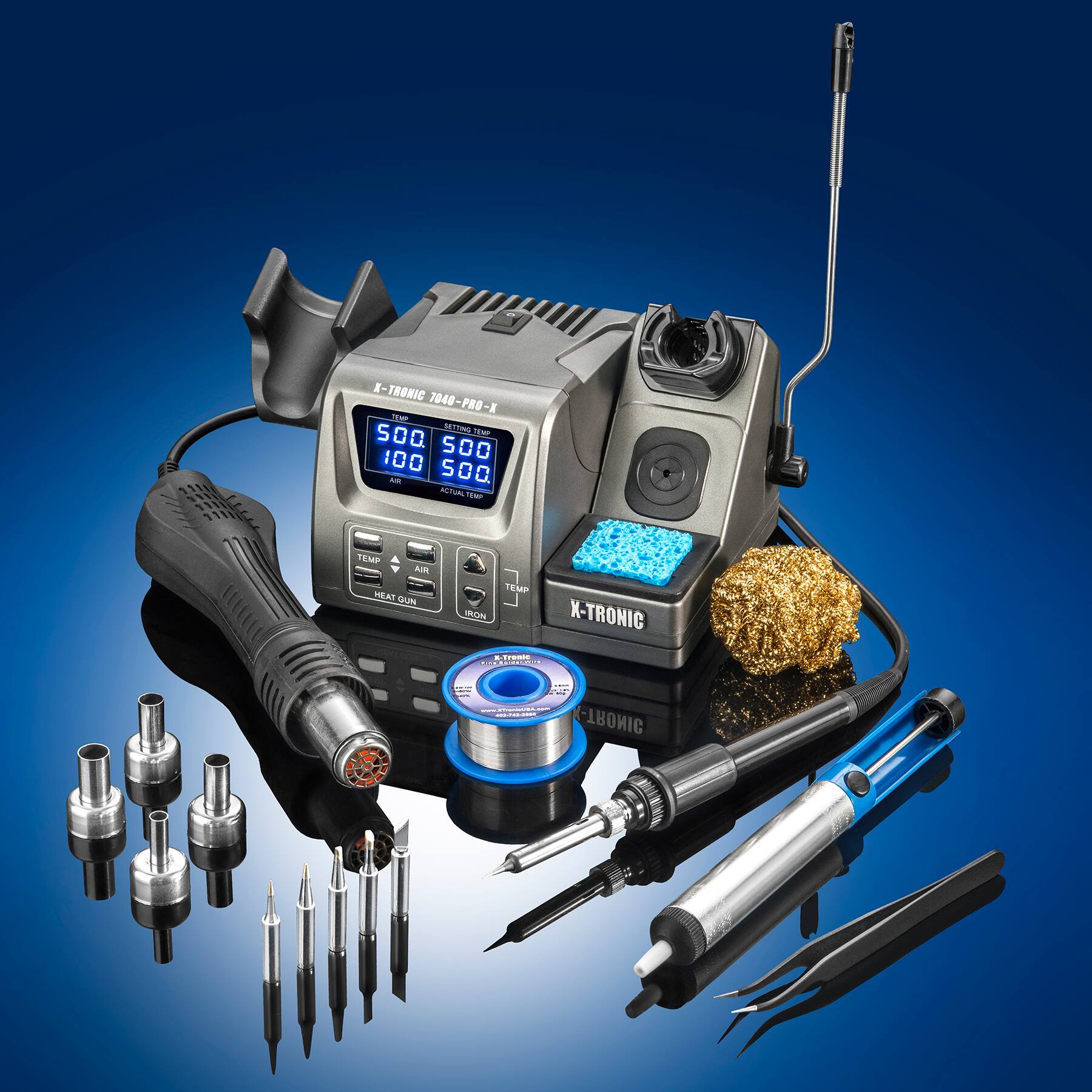 X-TRONIC 7040-PRO-X TEMP SETTING TEMP 500 500 100 500 Adk ACTUAL TEMP TEMP AIR HEAT GUN TEMP IRON K-TRONIC TREAT FORM 2018