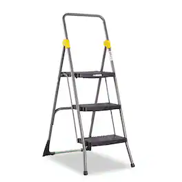 Cosco - Commercial 3 Step Folding Stool 300 lb Capacity 20.5 x 32.63 x 52.13 - Gray