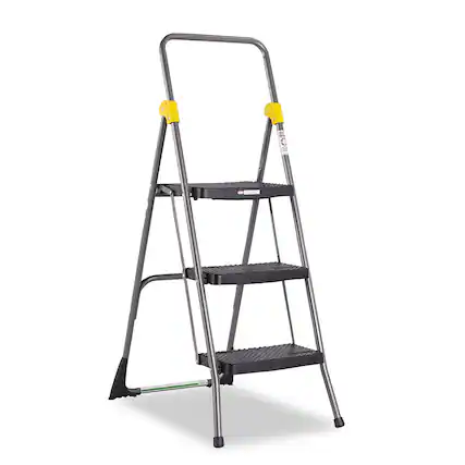 Front. Cosco - Commercial 3 Step Folding Stool 300 lb Capacity 20.5 x 32.63 x 52.13 Gray - Gray.