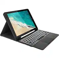 SaharaCase - Keyboard Case with Mouse Pad for Apple iPad 10.2 (8th Generation 2020 and 9th Generation 2021) - Black - Angle_Zoom