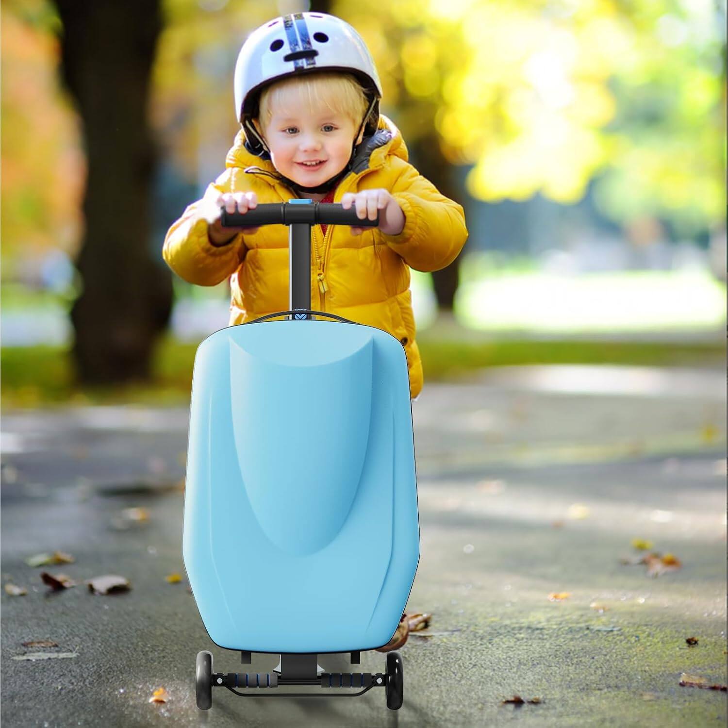 Alt View 1. Circus Cirle - Circus Cirle Hardshell Kids' Luggage, Foldable Carry on Kids Suitcase Wheels, Blue - Blue.