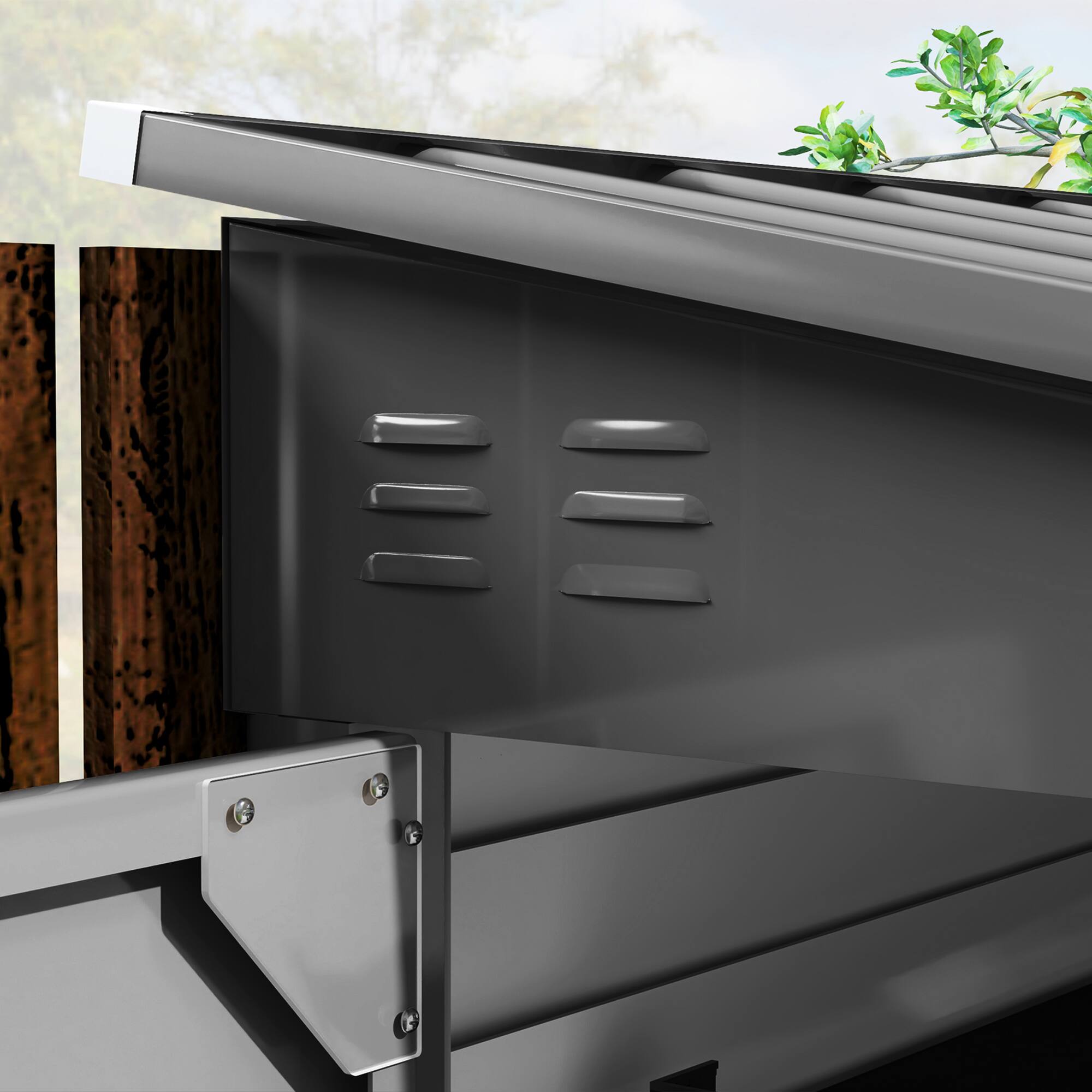 Alt View 8. Outsunny - 4.6' x 9' Steel Outdoor Storage Shed, Lean to Shed, Metal Tool House with Foundation Kit, Lockable Doors.