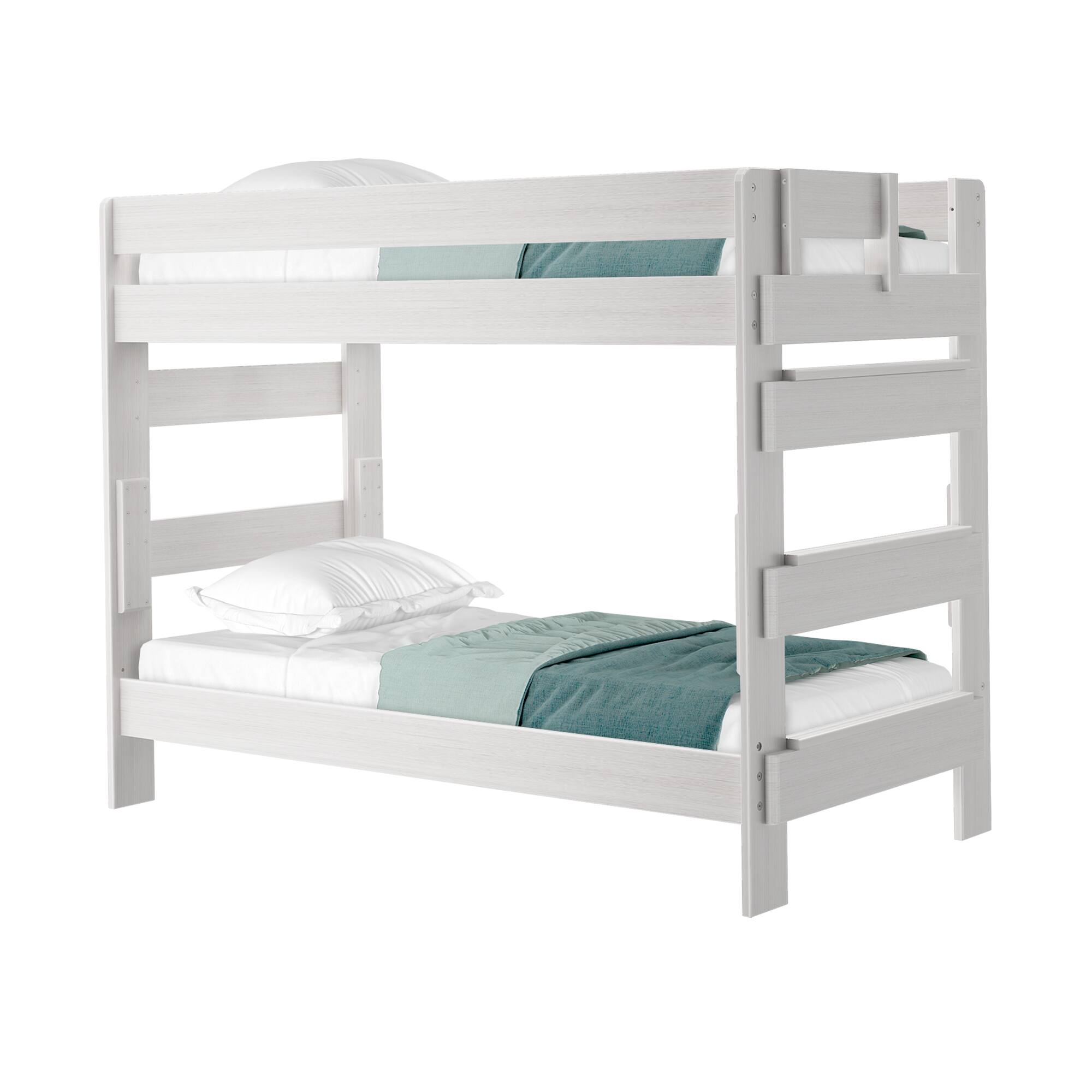 Alt View 1. Plank+Beam - Farmhouse Twin over Twin Bunk Bed, White Wash - White Wash.