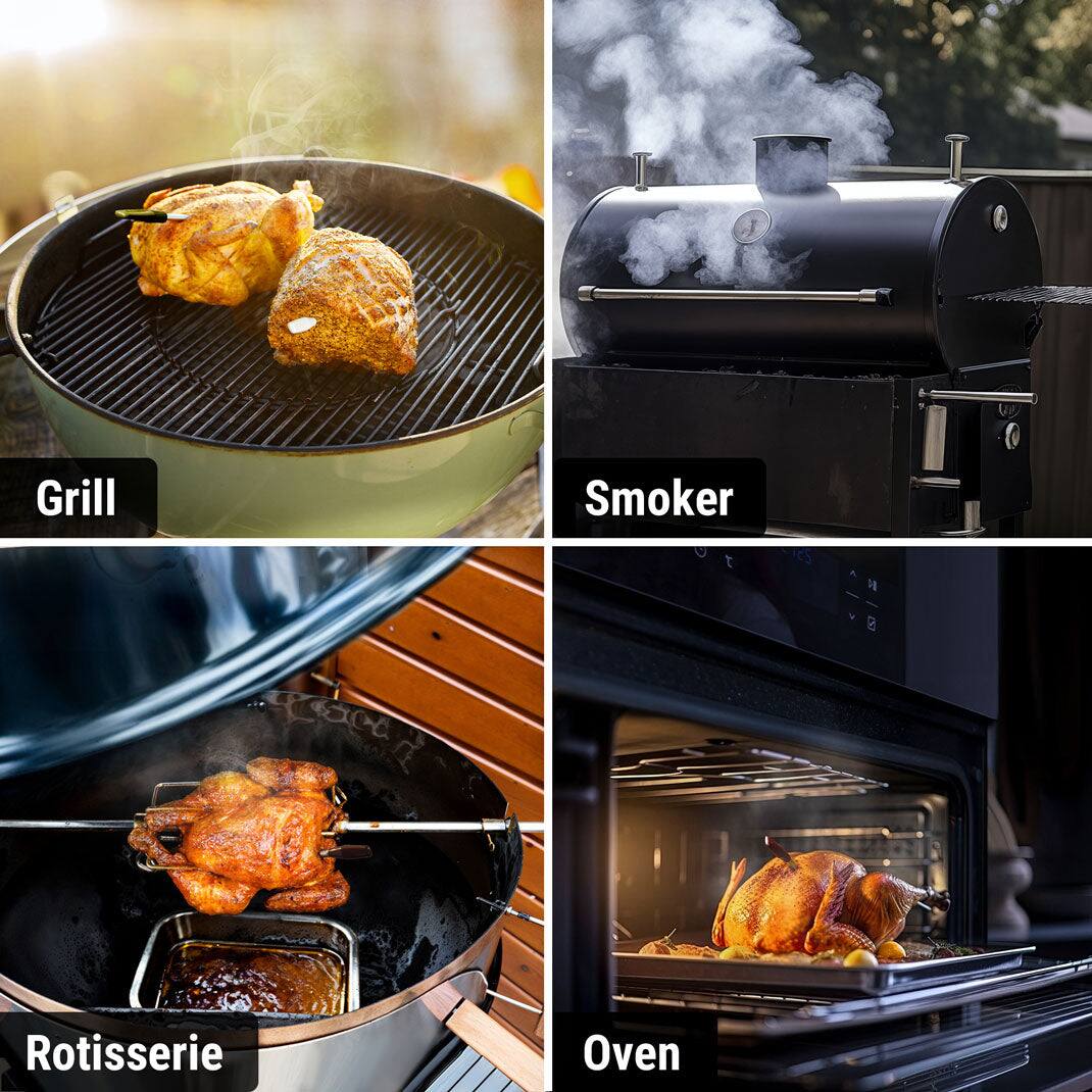 Grill  
Smoker  
Rotisserie  
Oven
