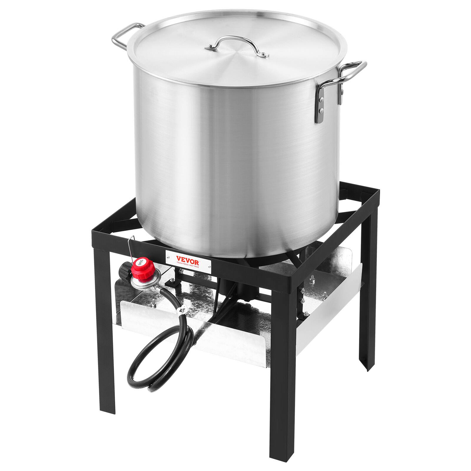 Alt View 5. VEVOR - 100 Qt Seafood Boiling Kit with Strainer, Outdoor Seafood Boil Pot and Basket, Cooking Set for Crawfish Lobster Boiling - Silver.