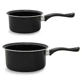 Brentwood - Bsp-1620 2-piece Nonstick Carbon Steel Saucepan Set - Black