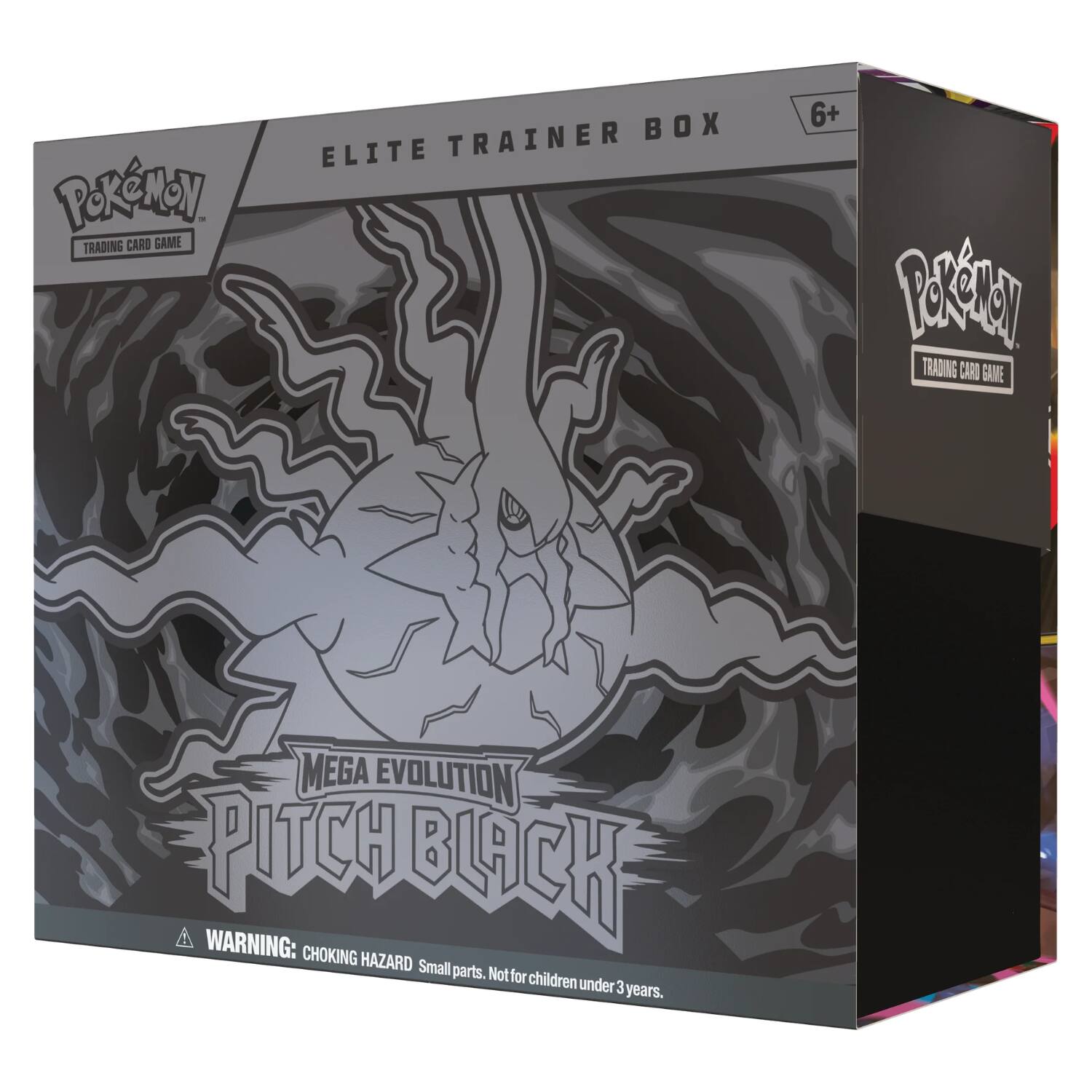 Pokémon - TRADING CARD GAME ELITE TRAINER BOX 6+ MEGA EVOLUTION PITCH BLACK WARNING: CHOKING HAZARD Small parts. Not for children under 3 years.